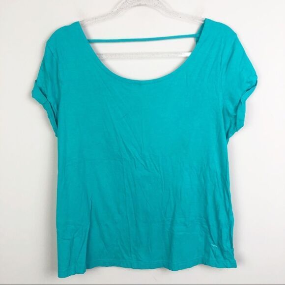 VICTORIA’S SECRET PINK | Teal Short Sleeve Tee Cuffed Low Back with Strap XS/S - Picture 1 of 8